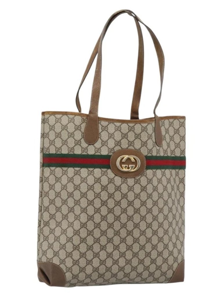 Gucci Gg Supreme Web Sherry Line Bag Pvc Brown Gold 002 904 0131 Auth Ka4645